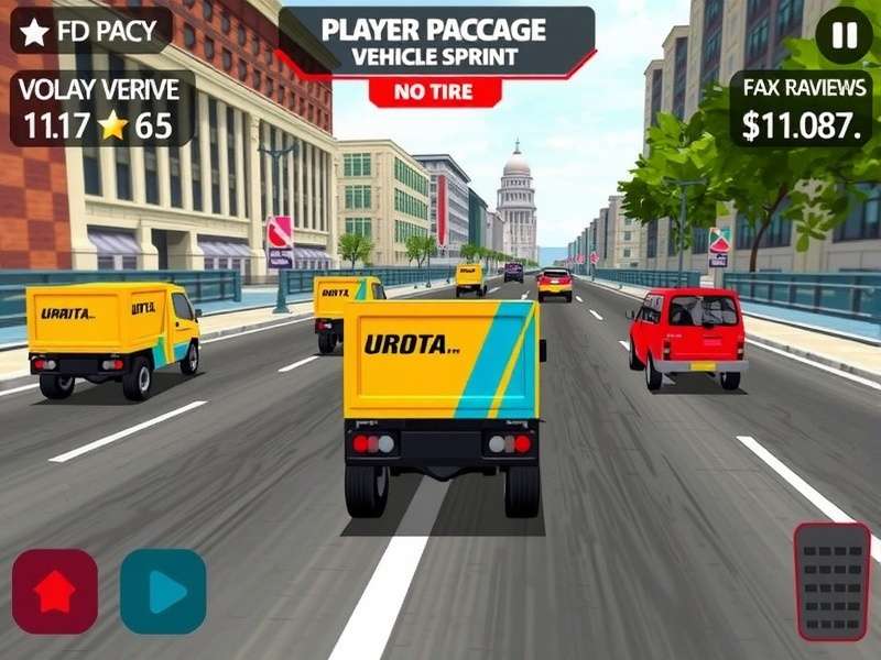 Rapid Package Sprint gameplay screenshot showing delivery vehicles in Indian city
